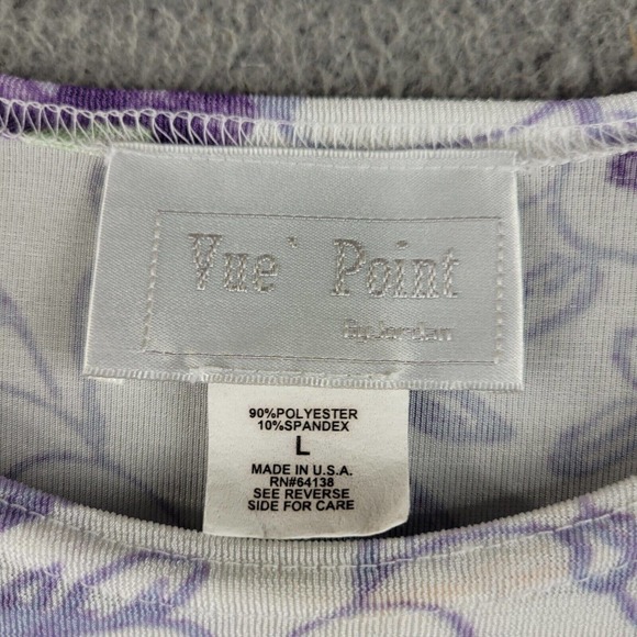 Vue Point Shirt Womens Large White Purple Floral Classiccore Grandmacore Tee - Picture 2 of 9